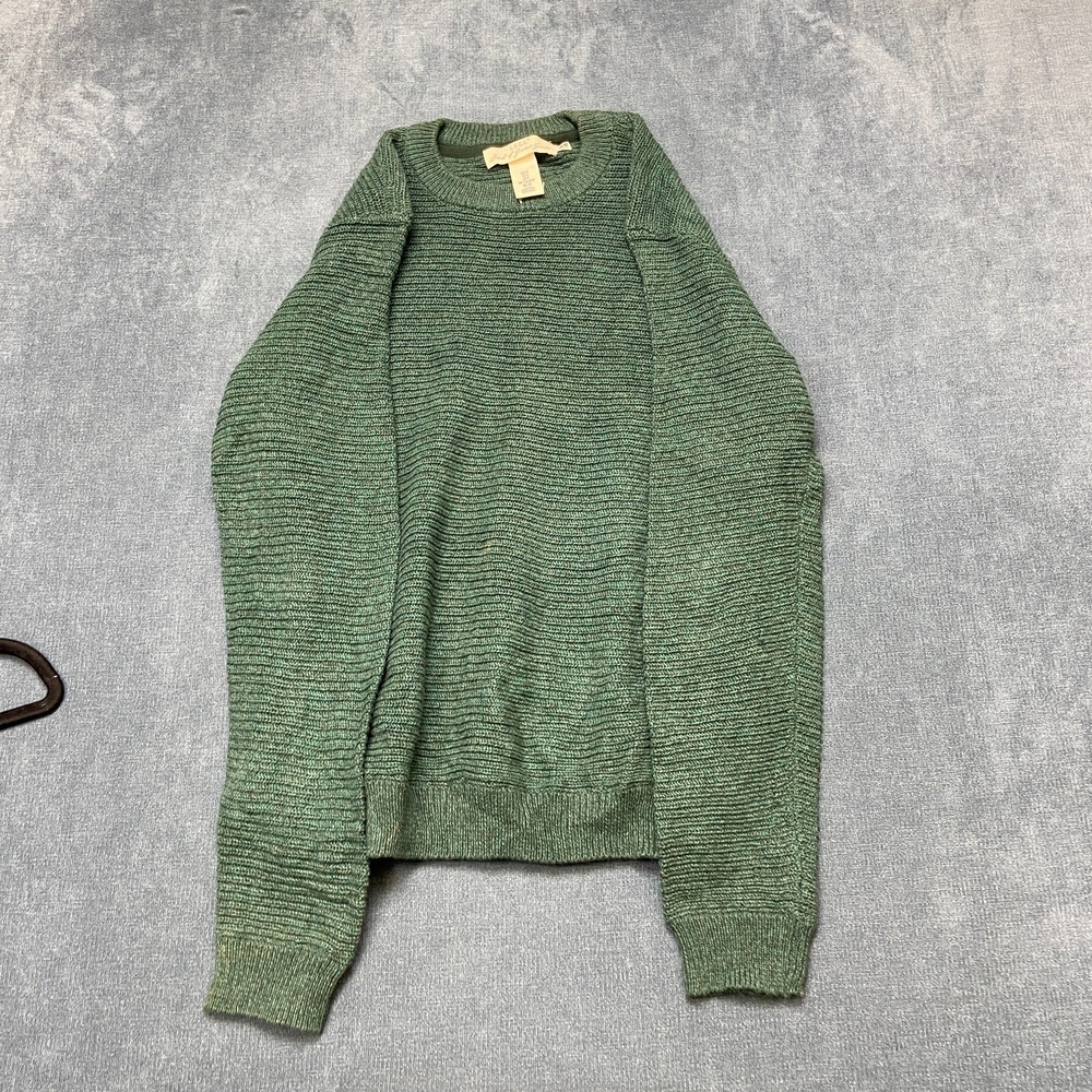 H&M L.O.G.G. Sweater Women Small Green Textured knit Crewneck Long Sleeve Winter